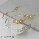 Classy GARDEN カチューシャ バックカチューシャ 2way リーフ メタル ストーン パール OSEWAYA ヘアアクセサリー ヘアアクセ レディース ヘアアレンジ 女性 大人 痛くない 結婚式 カジュアル おしゃれ オシャレ かわいい 可愛い シンプル