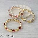 ブレスレット ニッケルフリー メタル チューリップ フラワー 花 バタフライ 蝶 合成キャッツアイ ゴムブレスレット | OSEWAYA アクセサリー レディース 女性 大人 プレゼント ギフト 結婚式