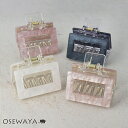 ヘアクリップ マーブル クリア レクタングル バンスクリップ | OSEWAYA ヘアアクセサリー ヘアアクセ レディース 女性 大人 プレゼント ギフト 結婚式 カジュアル オシャレ