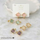 イヤリング ニッケルフリー メタルフレーム スクエア 合成キャッツアイ ネジバネ式イヤリング | OSEWAYA アクセサリー レディース 女性 大人 プレゼン...