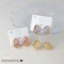 イヤリング ニッケルフリー ドライフラワー 花 クリア ドロップ メタル ライン ネジバネ式イヤリング | OSEWAYA アクセサリー レディース 女性 大人 プレゼント ギフト 結婚式 誕生日