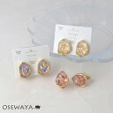 イヤリング ニッケルフリー ドライフラワー 花 クリア オーバル メタル フレーム ネジバネ式イヤリング | OSEWAYA アクセサリー レディース 女性 大...