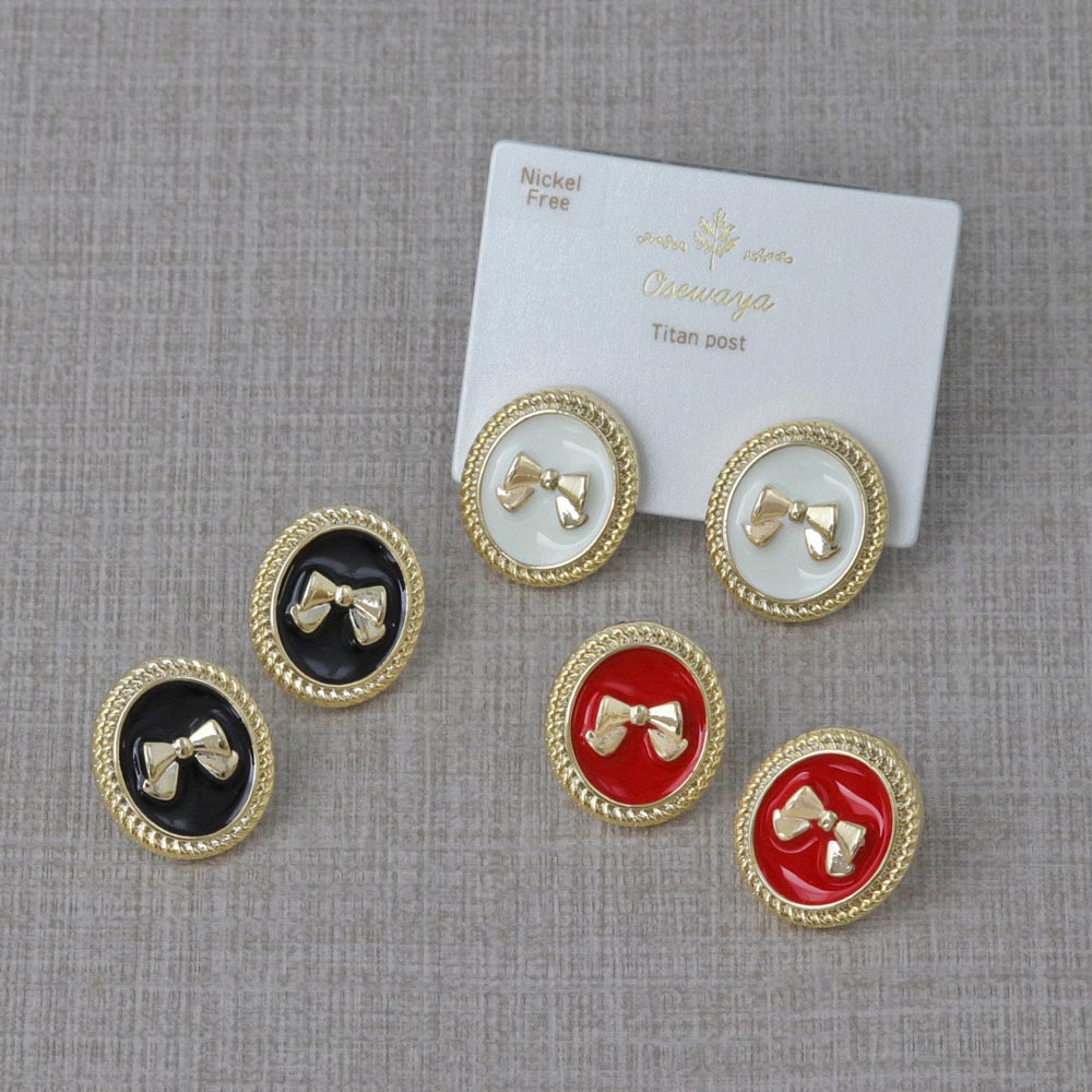 Rakuten - ピアス ニッケルフリー メタル リボン オーバル チタンポスト スタッドピアス | OSEWAYA アクセサリー レディース 女性 大人 プレゼント ギフト 結婚式 誕生日 オシャレ かわいい 可愛い