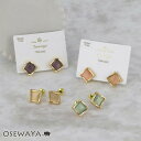 ピアス ニッケルフリー メタルフレーム スクエア 合成キャッツアイ チタンポスト スタッドピアス | OSEWAYA アクセサリー レディース 女性 大人 プレゼント ギフト 結婚式 誕生日 オシャレ