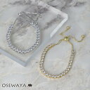 ブレスレット ニッケルフリー メタル キュービックジルコニア 連爪 スライドボール チェーンブレスレット | OSEWAYA アクセサリー レディース 女性 大人 プレゼント ギフト 結婚式 誕生日