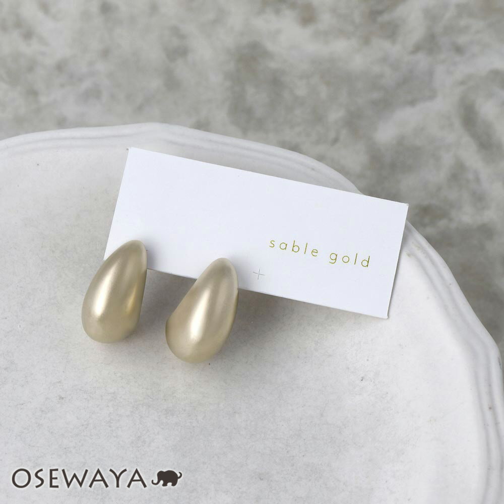 【楽天スーパーSALE 半額】【送料無料】ピアス ニッケルフリー sable gold サブルゴールド ムーン ステンレスポスト ドロップピアス | OSEWA...