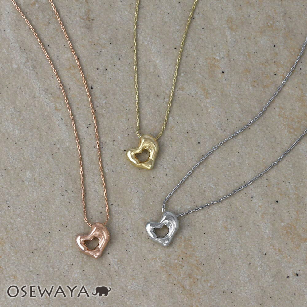 【楽天スーパーSALE 半額】ネックレス ニッケルフリー メタル メルト ハート プチネックレス | OSEWAYA アクセサリー レディース 女性 大人 プレ...