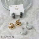 【楽天スーパーSALE 半額】【送料無料】ピアス ニッケルフリー メタル ラメ ハーフ サイド ムーン 三日月 チタンポスト C型 フープピアス | OSEWA...