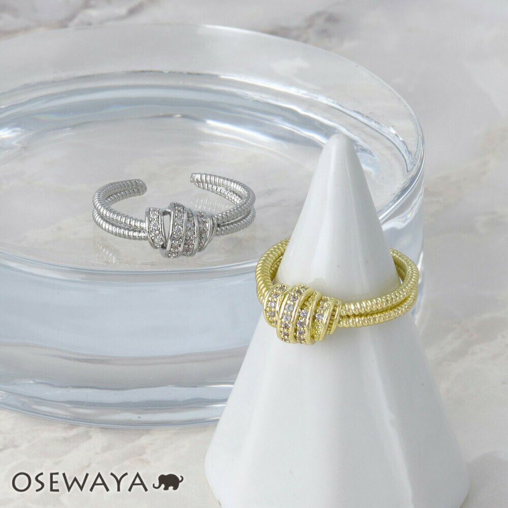 【マラソン20％OFFクーポン配布中】リング ニッケルフリー メタル キュービックジルコニア ノット