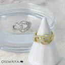 リング ニッケルフリー メタル キュービックジルコニア バックル風 フリーサイズ 指輪 | OSEWAYA アクセサリー レディース 女性 大人 プレゼント ギフト 結婚式 誕生日 オシャレ