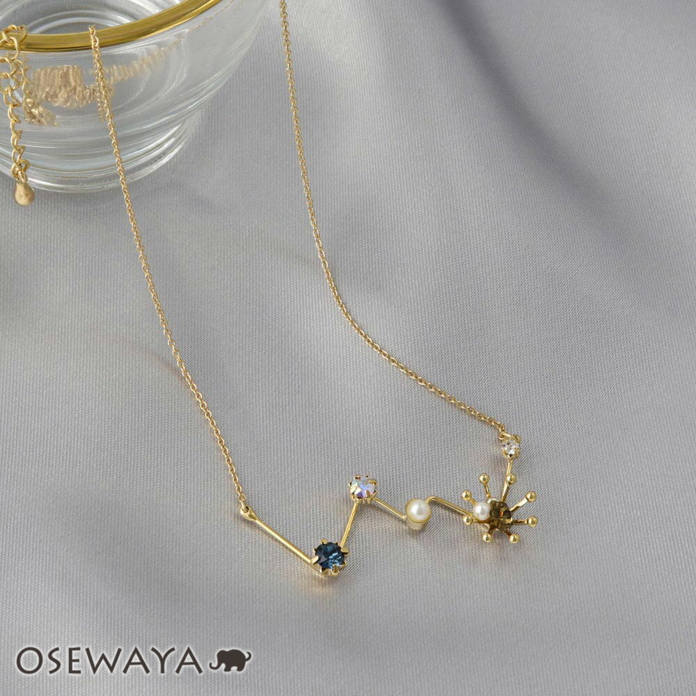 【楽天スーパーSALE 半額】ネックレス 星座 パール カラー ストーン ショートネックレス | OSEWAYA アクセサリー レディース 女性 大人 プレゼン...