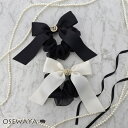 シュシュ リボン メタル 透かし ボタン シアー ベーシックカラー ヘアゴム ヘアポニー| OSEWAYA ヘアアクセサリー ヘアアクセ レディース 女性 大人...