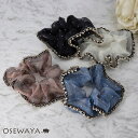 シュシュ シアー シマー ドット パール ビーズ ヘアゴム ヘアポニー | OSEWAYA ヘアアクセサリー ヘアアクセ レディース 女性 大人 プレゼント ギフト 結婚式 カジュアル おしゃれ オシャレ かわいい 可愛い シンプル