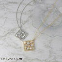 ネックレス ニッケルフリー メタル パール ストーン 透かし スクエア チェーン ロングネックレス | OSEWAYA アクセサリー レディース 女性 大人 プレゼント ギフト 結婚式 誕生日
