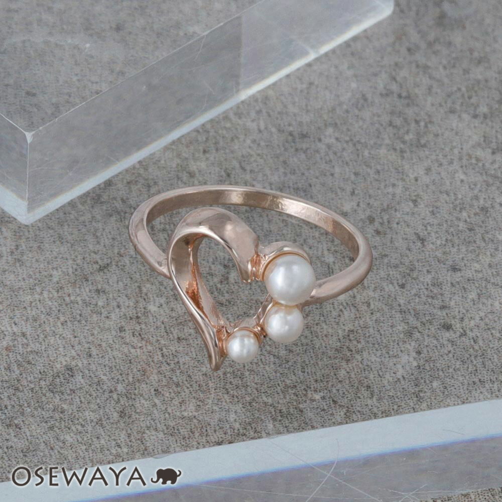 【楽天スーパーSALE 半額】リング ニッケルフリー ロゼシルバー ハーフ パール ハート 12号 指輪 | OSEWAYA アクセサリー レディース 女性 大...