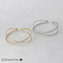 ブレスレット ニッケルフリー メタル プレーン ミニ ストーン クロス ハーフバングル | OSEWAYA アクセサリー レディース 女性 大人 プレゼント ギフト 結婚式 誕生日 オシャレ
