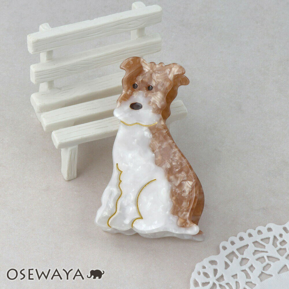 ヘアクリップ お座り 犬 エアデール・テリア マーブル バンスクリップ | OSEWAYA ヘアアクセサリー ヘアアクセ レディース 女性 大人 プレゼント ギ...