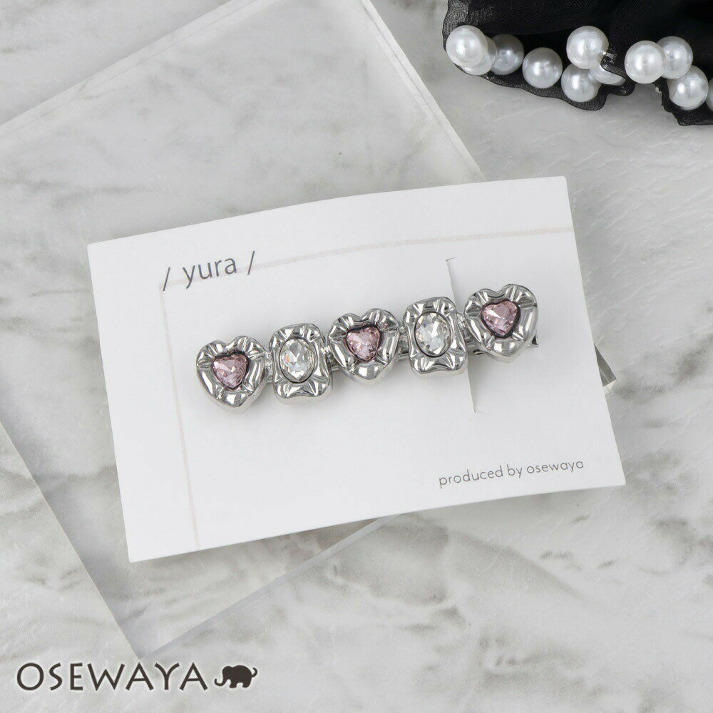 【楽天スーパーSALE 半額】ヘアクリップ yura ニッケルフリー メタル フレーム カラー ストーン ハート オーバル クリップ | OSEWAYA ヘアア...