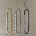 【8/4 夜限定30%OFFクーポン】ネックレス ニッケルフリー メタル キュービックジルコニア レクタングル アクセント キヘイチェーン ショートネックレス ...