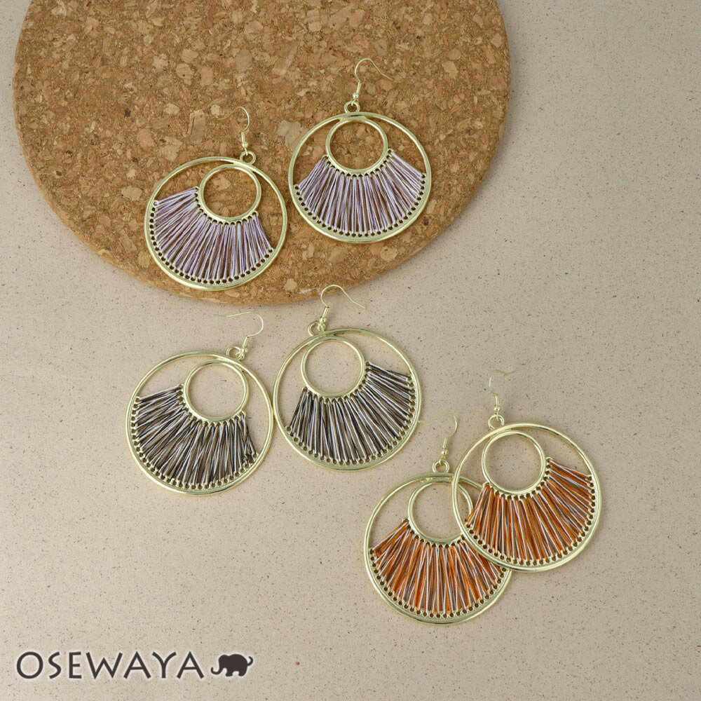Rakuten - ピアス ニッケルフリー メタル ダブル サークル カラー 糸 フックピアス | OSEWAYA アクセサリー レディース 女性 大人 プレゼント ギフト 結婚式 誕生日 オシャレ かわいい 可愛い