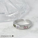 リング yura ニッケルフリー メタル カラー キュービックジルコニア スクエア レクタングル ウェーブ 12号 指輪 | OSEWAYA アクセサリー レディース 女性 大人 プレゼント ギフト 結婚式
