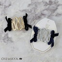 【7/19 限定20%OFFクーポン】ヘアカフ メタル ウェーブ ライン ベロア風 サイド ダブル リボン ヘアポニー ポニーフック | OSEWAYA ヘアア...