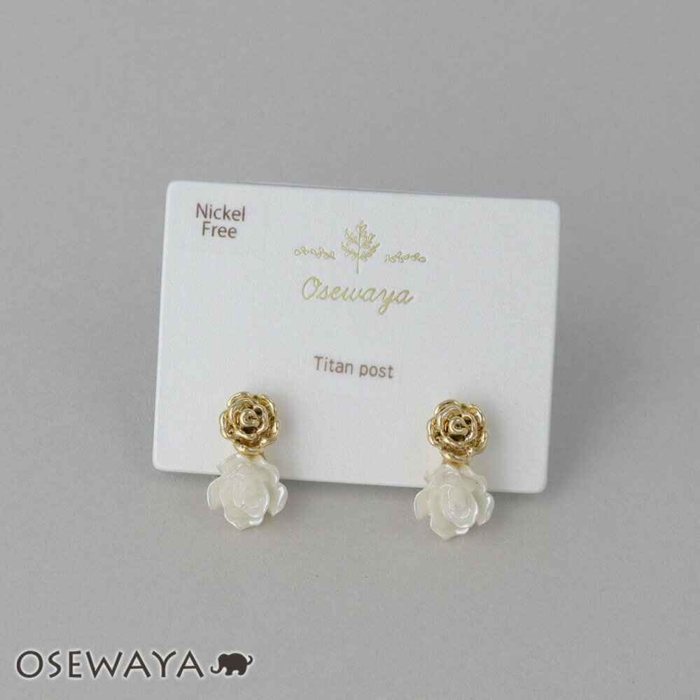 乐天商城 - ピアス ニッケルフリー メタル ミニ フラワー ローズ 薔薇 ダブル チタンポスト スタッドピアス | OSEWAYA アクセサリー レディース 女性 大人 プレゼント ギフト 結婚式 誕生日 おしゃれ オシャレ