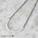 【送料無料】ネックレス ステンレス シルバー メタルビーズ スクエア パール ショートネックレス | OSEWAYA アクセサリー レディース 女性 大人 プレゼント ギフト 結婚式 誕生日 おしゃれ オシャレ かわいい 可愛い