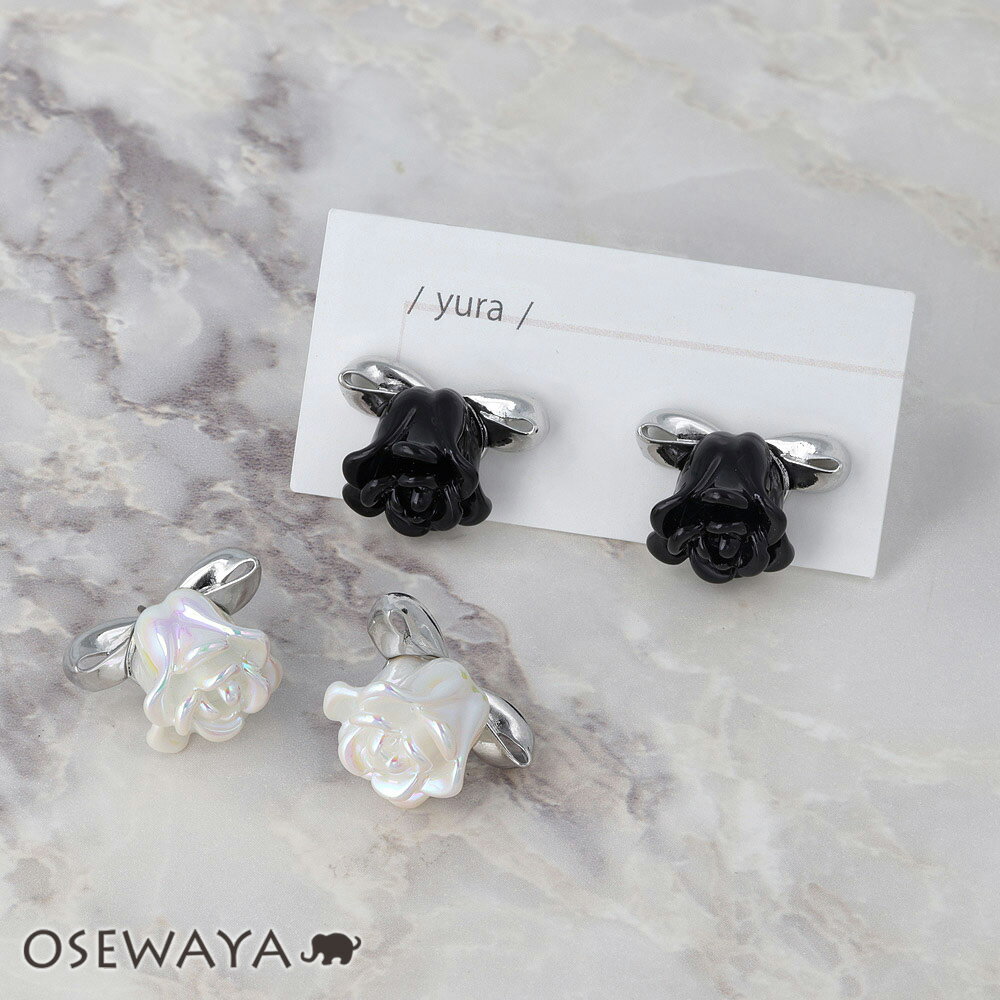 钛 - 【送料無料】ピアス yura ニッケルフリー メタル フラワー ローズ バラ 薔薇 チタンポスト スタッドピアス | OSEWAYA アクセサリー レディース 女性 大人 プレゼント ギフト 結婚式 誕生日 おしゃれ