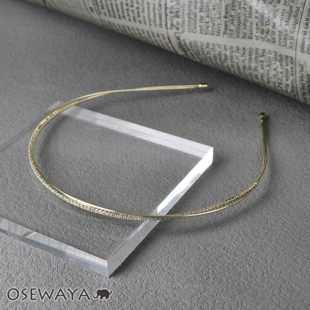 【楽天スーパーSALE 半額】カチューシャ ニッケルフリー メタル ミニ キュービックジルコニア ライン クロス ワイヤー 2連風 | OSEWAYA ヘアアク...