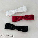 ヘアクリップ ベロア ゴールド ドット リボン クリップ | OSEWAYA ヘアアクセサリー ヘアアクセ レディース 女性 大人 プレゼント ギフト 結婚式 ...