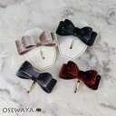 ヘアカフ ゴールド ドット ベロア風 リボン ヘアポニー ポニーフック | OSEWAYA ヘアアクセサリー ヘアアクセ レディース 女性 大人 プレゼント ギフト 結婚式 カジュアル おしゃれ オシャレ