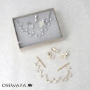 Classy ヘアアレンジセット ヘッドドレス ミニクリップ メタル パール オーバル チェーン フラワー 花 4個セット クリップ アメピン | OSEWAY...