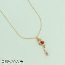 ネックレス ニッケルフリー メタル ミニ アメリカンフラワー リーフ ドロップ ビーズ ストーン パール ショートネックレス | OSEWAYA アクセサリー レディース 女性 大人 プレゼント ギフト 結婚式 誕生日 おしゃれ