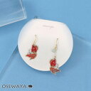 ピアス ニッケルフリー メタル 金魚 天然石 ストーン アシンメトリー サージカルステンレスポスト フックピアス | OSEWAYA アクセサリー レディース 女性 大人 プレゼント ギフト 結婚式 誕生日 おしゃれ オシャレ