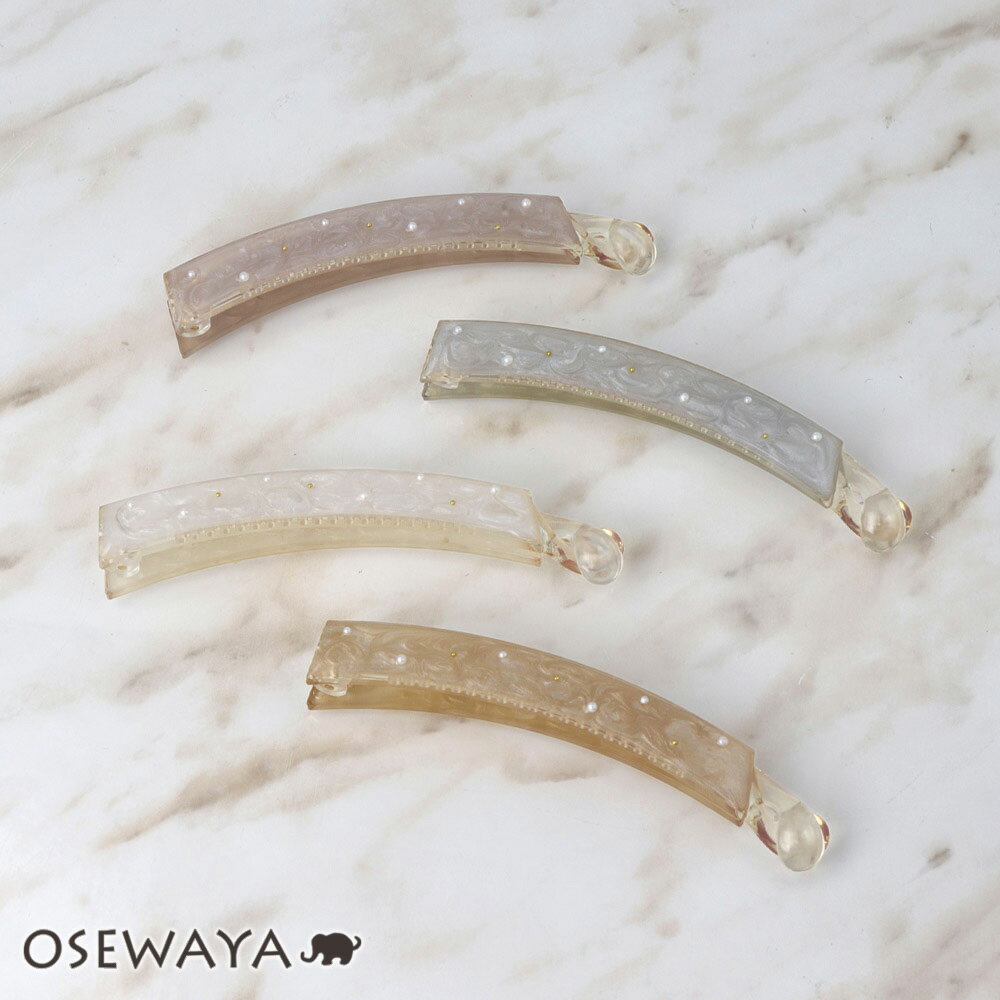 バナナクリップ Jewel epo マーブル パール メタル スリム ヘアクリップ | OSEWAYA ヘアアクセサリー ヘアアクセ レディース 女性 大人 プ...
