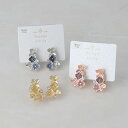 イヤリング ニッケルフリー メタル フラワー 花 ストーン ネジバネ式イヤリング | OSEWAYA アクセサリー レディース 女性 大人 プレゼント ギフト 結婚式 誕生日 オシャレ かわいい