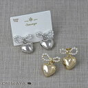 ピアス ニッケルフリー メタル ミニ パール リボン ハート ドロップピアス | OSEWAYA アクセサリー レディース 女性 大人 プレゼント ギフト 結婚式 誕生日 オシャレ かわいい 可愛い シンプル(4)
