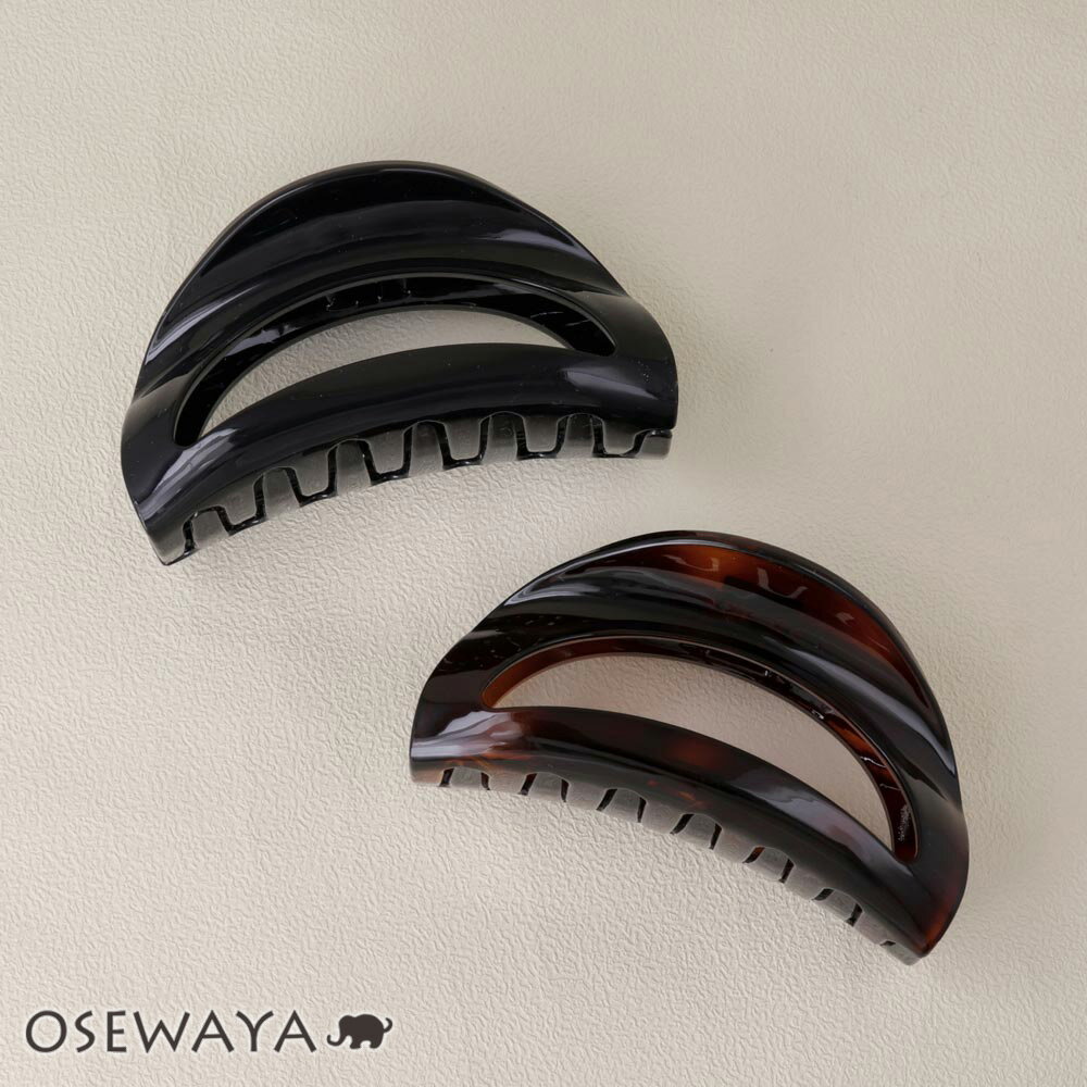 ヘアクリップ ハーフサークル 半月型 中抜き 88mm シンプル ベーシック カラー バンスクリップ | OSEWAYA ヘアアクセサリー ヘアアクセ レディー...