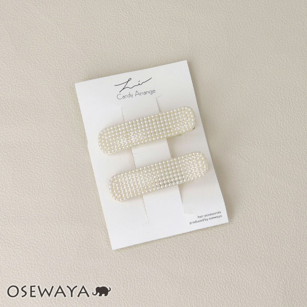 【楽天スーパーSALE 半額】ヘアクリップ Candy Arrange ニッケルフリー メタル ラウンドレクタングル ミニ パール 2個セット クリップ | O...