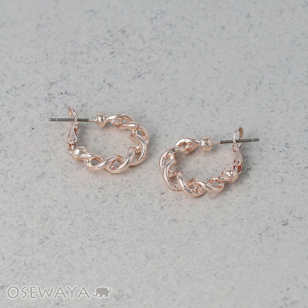 乐天商城 - ピアス ニッケルフリー ロゼシルバー ツイスト クロス チタンポスト フープピアス | OSEWAYA アクセサリー レディース 女性 大人 プレゼント ギフト 結婚式 誕生日 おしゃれ オシャレ かわいい 可愛い