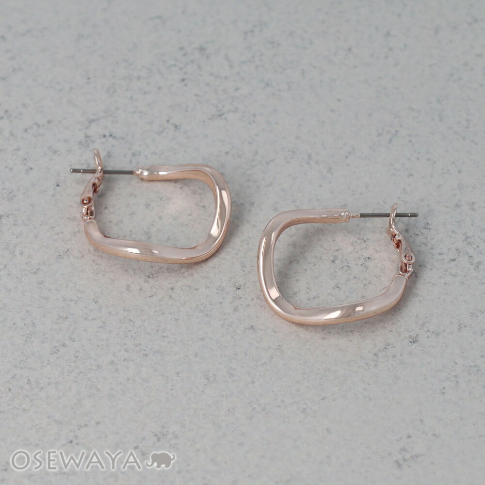 【2/19 限定4時間20％OFF】ピアス ニッケルフリー ロゼシルバー ウェーブ ライン チタンポスト フープピアス | OSEWAYA アクセサリー レディース 女性 大人 プレゼント ギフト 結婚式 誕生日 おしゃれ オシャレ かわいい 可愛い