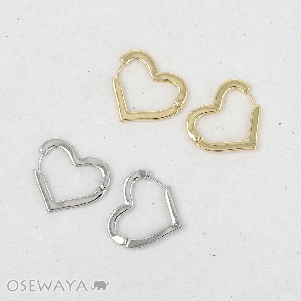 乐天商城 - ピアス ニッケルフリー メタル ハート フープピアス | OSEWAYA アクセサリー レディース 女性 大人 プレゼント ギフト 結婚式 誕生日 おしゃれ オシャレ かわいい 可愛い