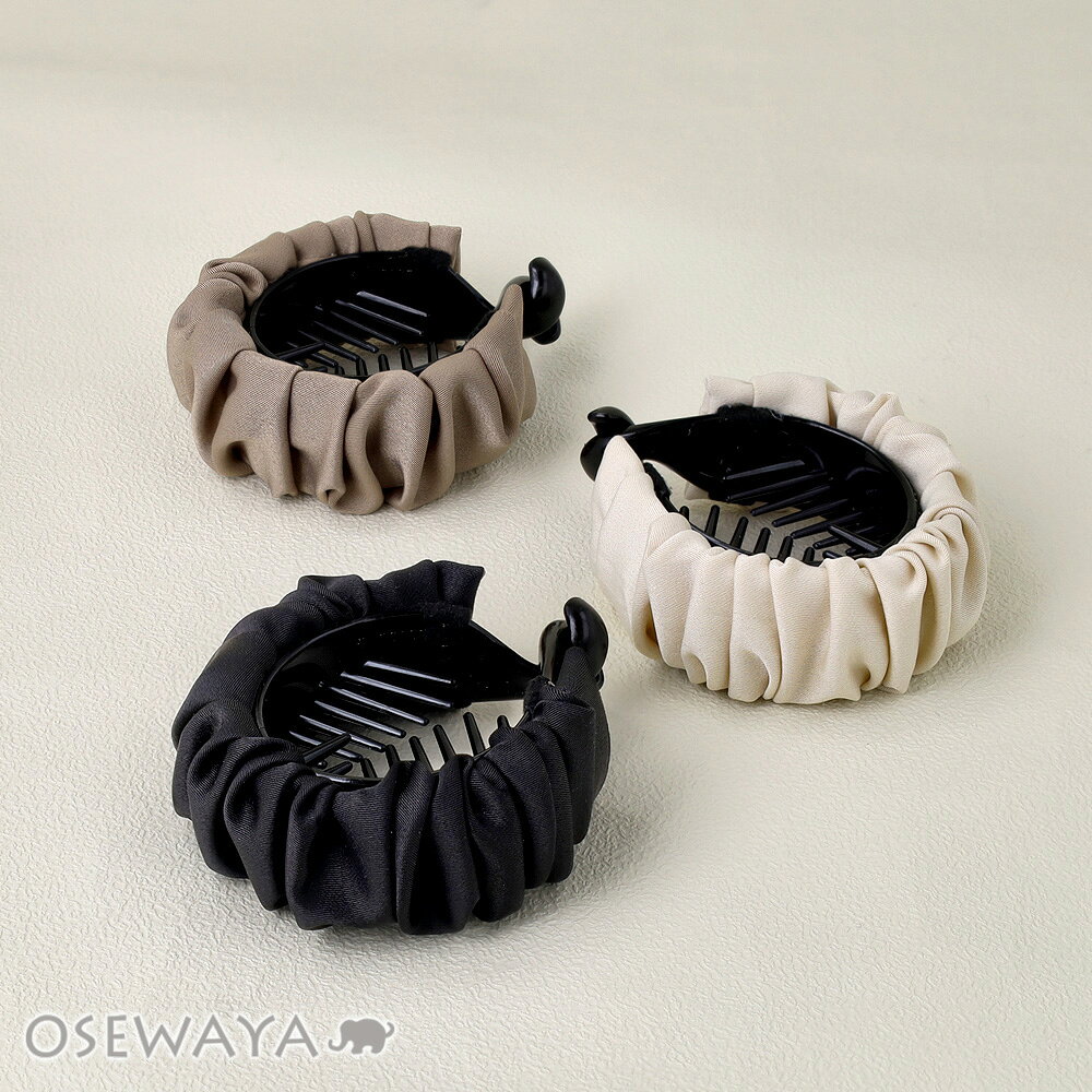 【5/9 限定2時間50％OFF】ヘアクリップ Arc clip ギャザー ベーシックカラー シュシュ風 | OSEWAYA ヘアアクセサリー ヘアアクセ レディース 女性 大人 プレゼント ギフト 結婚式 カジュアル おしゃれ オシャレ かわいい 可愛い
