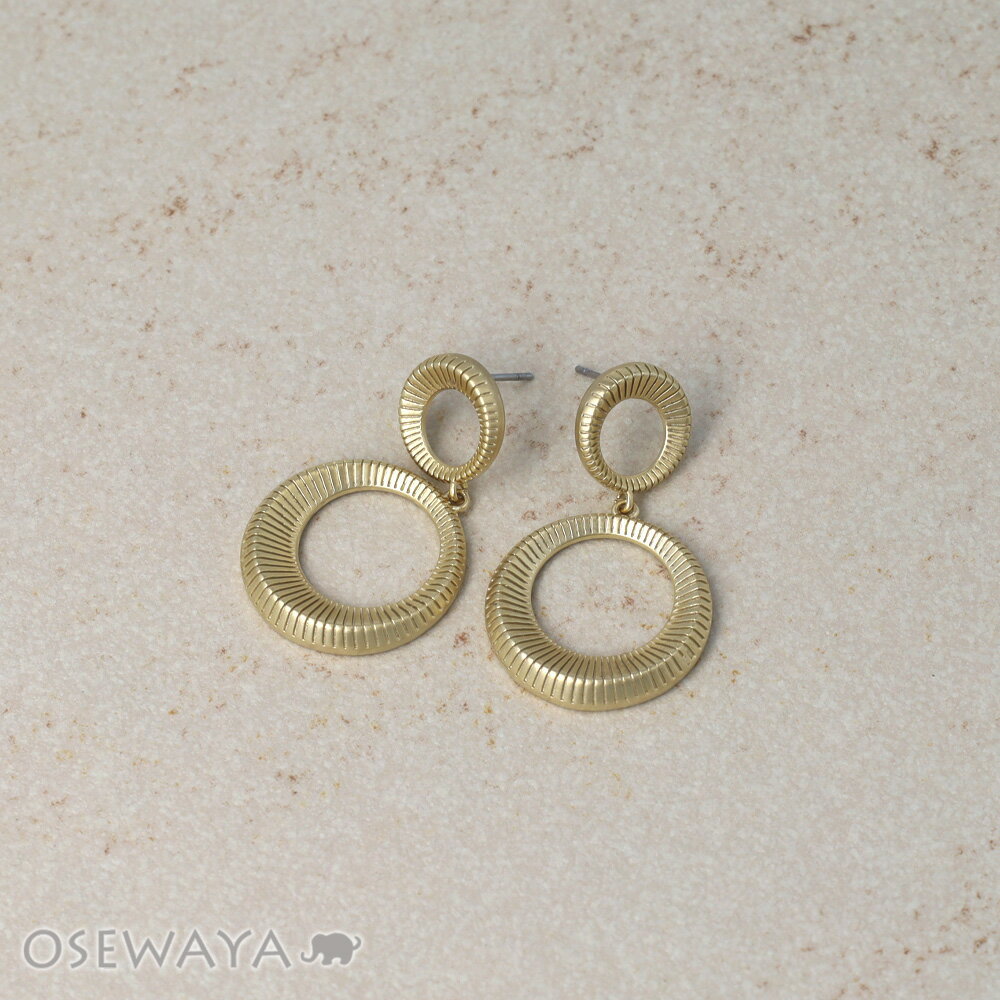 乐天商城 - ピアス ニッケルフリー sable gold メタル ダブル サークル ライン スタッドピアス | OSEWAYA アクセサリー レディース 女性 大人 プレゼント ギフト 結婚式 誕生日 おしゃれ オシャレ かわいい 可愛い