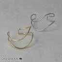 ブレスレット ニッケルフリー メタル ウェーブ ライン ワイド 2連風 ハーフバングル | OSEWAYA アクセサリー レディース 女性 太め プレゼント ギフト 結婚式 誕生日 おしゃれ オシャレ かわいい 可愛い