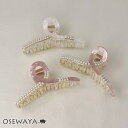 【7/19 限定20%OFFクーポン】ヘアクリップ マーブル カラー ポイント ミニ パール ライン クリア ロール バンスクリップ | OSEWAYA ヘアア...