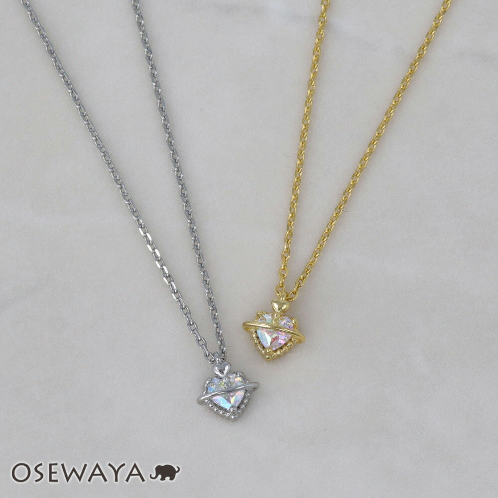 【楽天スーパーSALE 半額】ネックレス ニッケルフリー メタル ハート 土星 オーロラ ストーン チェーン プチネックレス | OSEWAYA アクセサリー ...