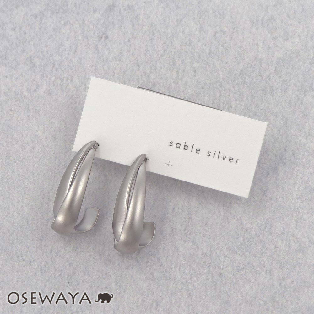 乐天商城 - 【送料無料】ピアス ニッケルフリー sable silver メタル J クロス ライン ドロップ C型 フープピアス | OSEWAYA アクセサリー レディース 女性 大人 プレゼント ギフト 結婚式 誕生日 おしゃれ