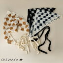 ヘッドドレス チェック 柄 クロシェ編み かぎ編み ヘッドスカーフ バブーシュカ | OSEWAYA ヘアアクセサリー ヘアアクセ レディース 女性 大人 プレ...